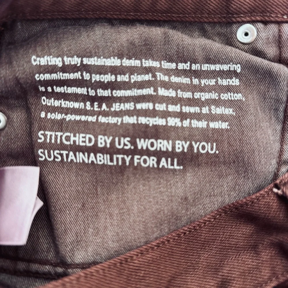Outerknown SEA Jeans Men’s 31 X 29‎ Organic Cotton Tapered Brown Casual Workwear